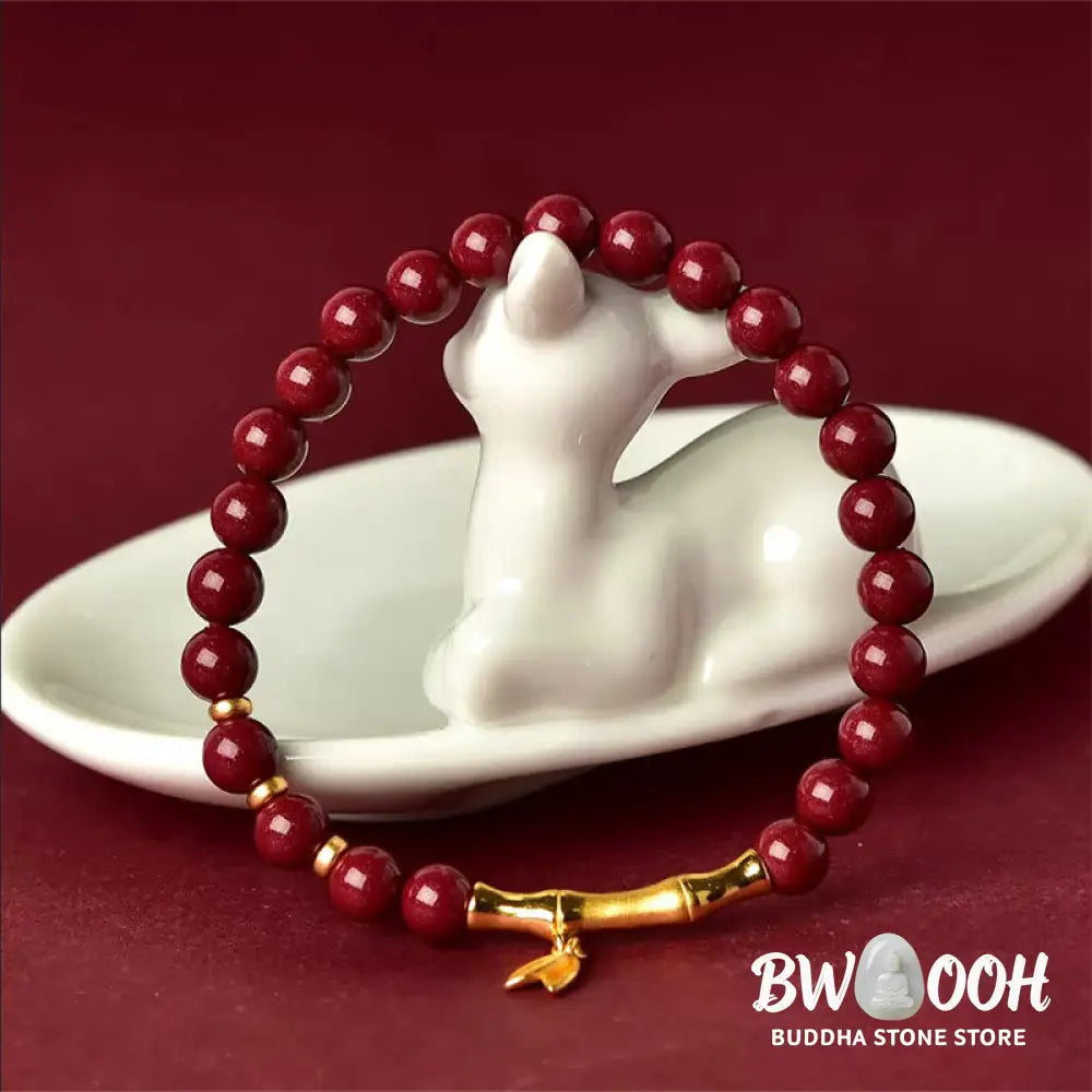 Buddha Stones Bamboo Cinnabar 925 Sterling Silver Concentration Bracelet - Bracelet