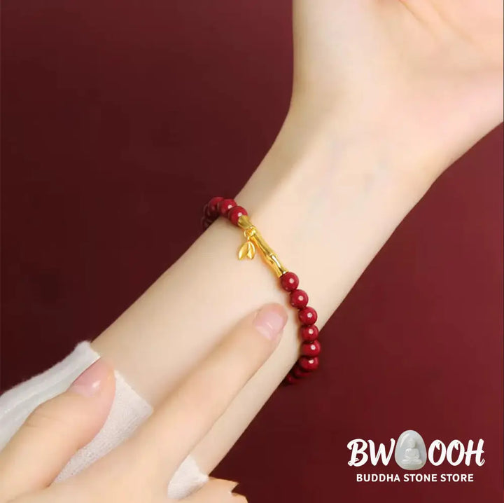 Buddha Stones Bamboo Cinnabar 925 Sterling Silver Concentration Bracelet - Bracelet