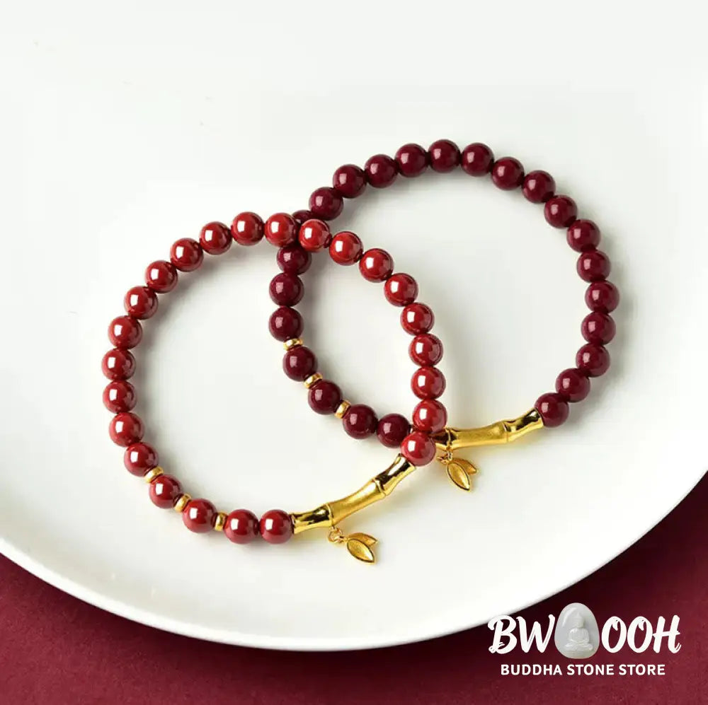 Buddha Stones Bamboo Cinnabar 925 Sterling Silver Concentration Bracelet - Bracelet