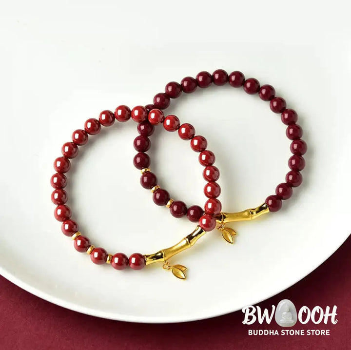 Buddha Stones Bamboo Cinnabar 925 Sterling Silver Concentration Bracelet - Bracelet