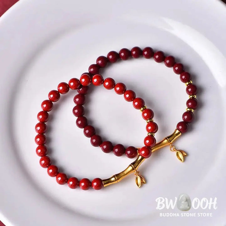 Buddha Stones Bamboo Cinnabar 925 Sterling Silver Concentration Bracelet - Bracelet