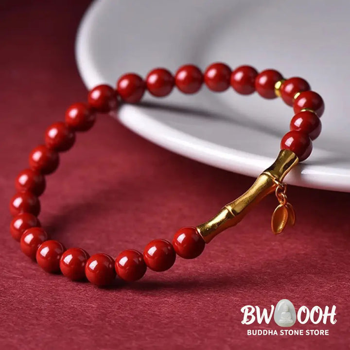 Buddha Stones Bamboo Cinnabar 925 Sterling Silver Concentration Bracelet - Bracelet