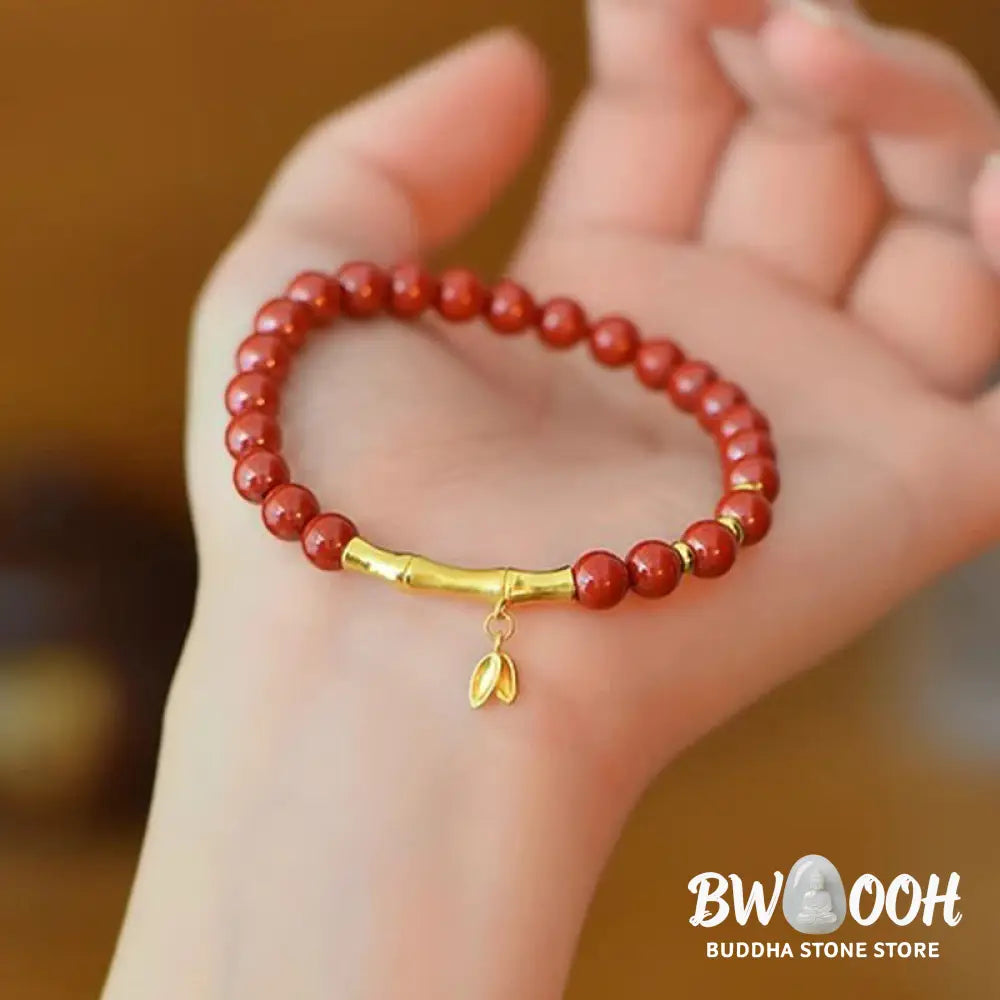Buddha Stones Bamboo Cinnabar 925 Sterling Silver Concentration Bracelet - Bracelet