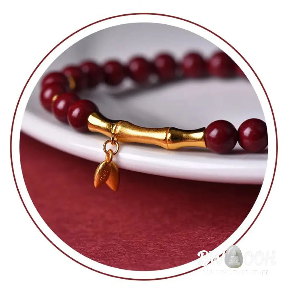 Buddha Stones Bamboo Cinnabar 925 Sterling Silver Concentration Bracelet - Bracelet