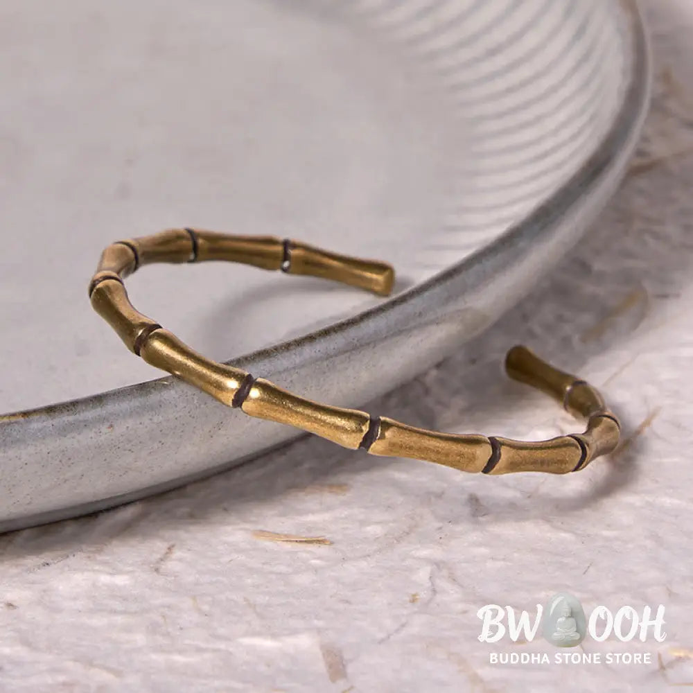 Buddha Stones Bamboo Copper Brass Luck Strength Bracelet Bangle - BWOOOH - Copper(Wrist Circumference: 14-16cm)