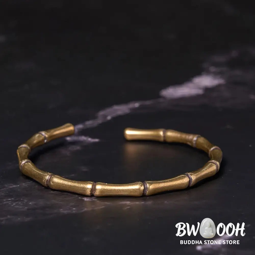 Buddha Stones Bamboo Copper Brass Luck Strength Bracelet Bangle - BWOOOH - Copper(Wrist Circumference: 14-16cm)