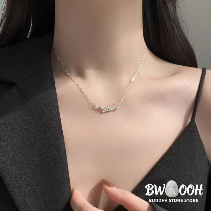 Buddha Stones Bamboo Leaf Design Copper Zircon Wealth Necklace Pendant - BWOOOH - Bamboo Leaf - Necklaces &amp; Pendants