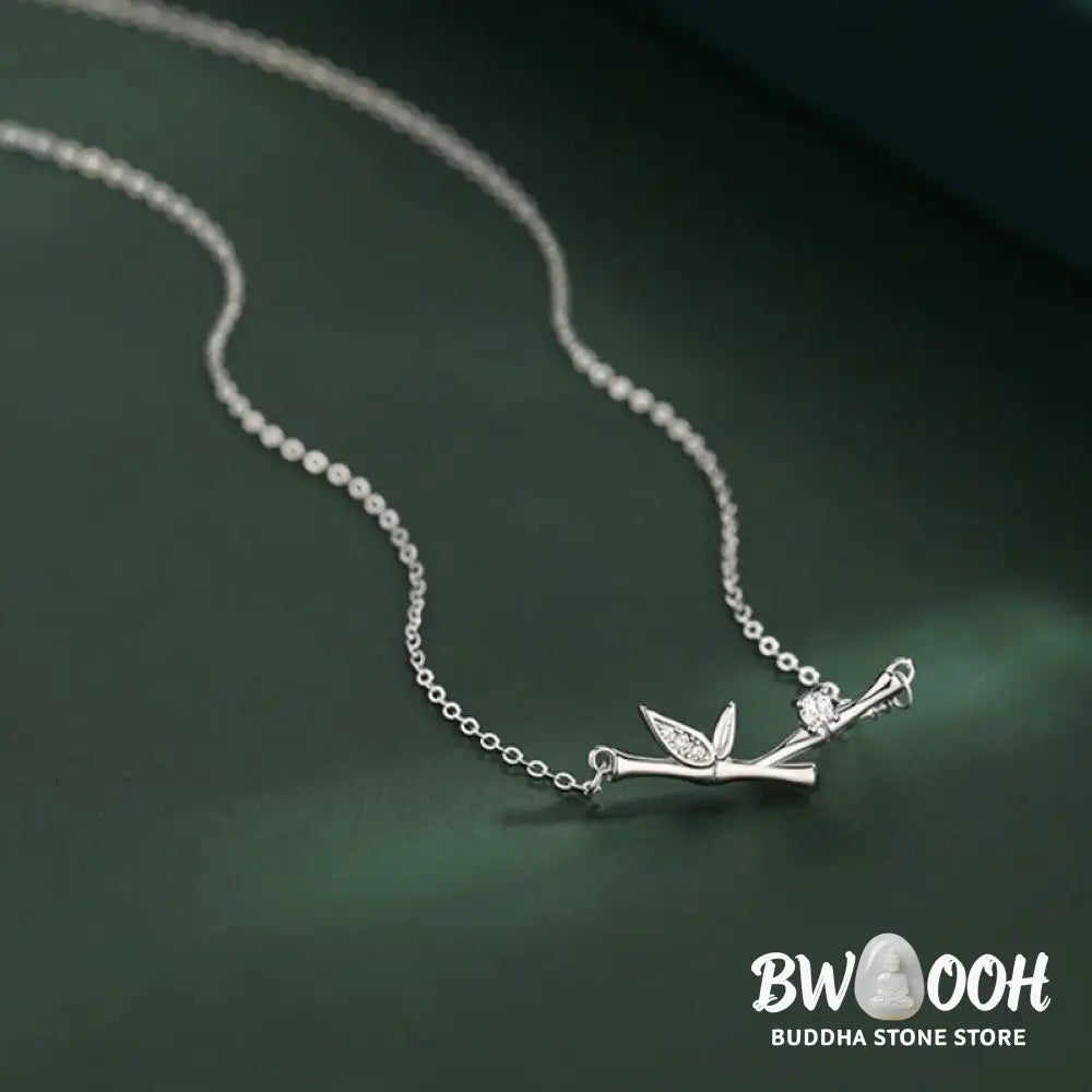 Buddha Stones Bamboo Leaf Design Copper Zircon Wealth Necklace Pendant - BWOOOH - Bamboo Leaf - Necklaces &amp; Pendants