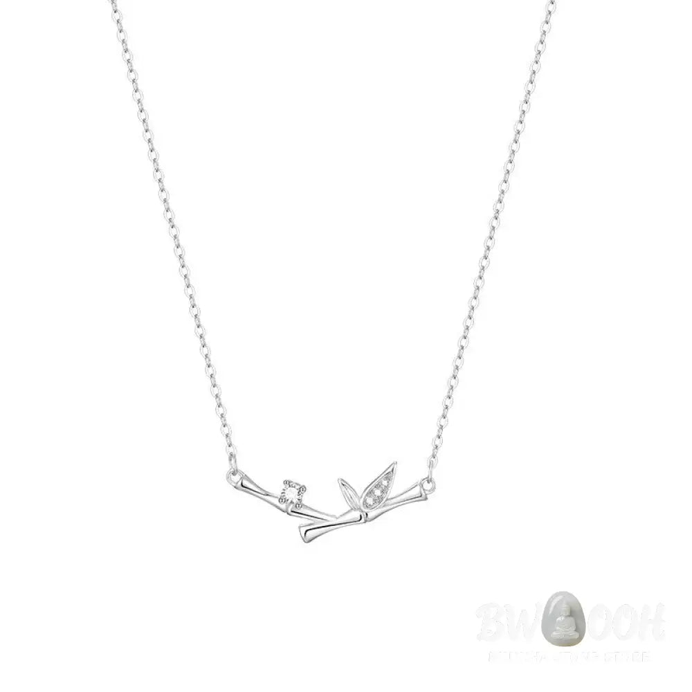 Buddha Stones Bamboo Leaf Design Copper Zircon Wealth Necklace Pendant - BWOOOH - Bamboo Leaf - Necklaces &amp; Pendants