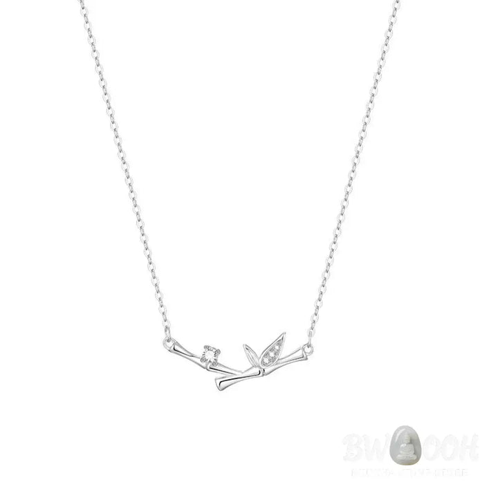 Buddha Stones Bamboo Leaf Design Copper Zircon Wealth Necklace Pendant - BWOOOH - Bamboo Leaf - Necklaces &amp; Pendants
