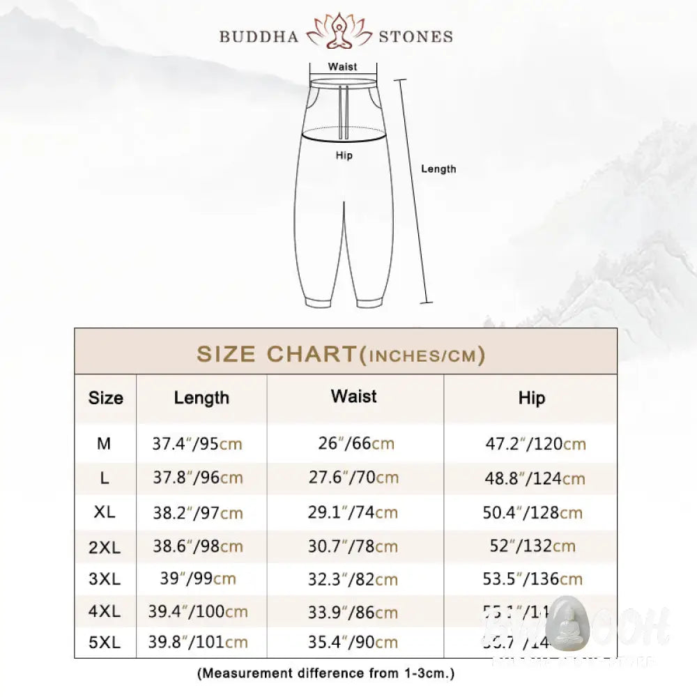 Buddha Stones Bamboo Leaves Pattern Loose Men’s Harem Pants With Pockets - Men’s Harem Pants