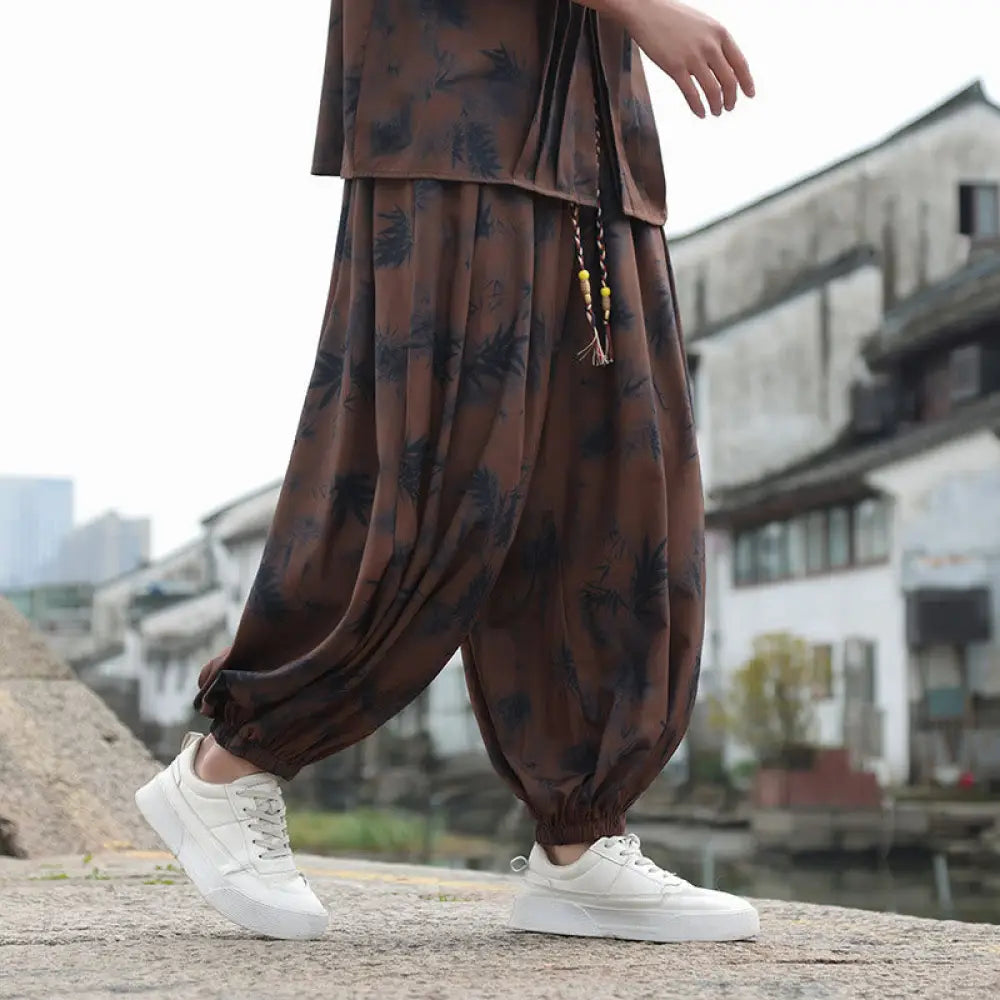 BWOOOH printed harem pants - Bamboo Leaves Pattern Loose Men&