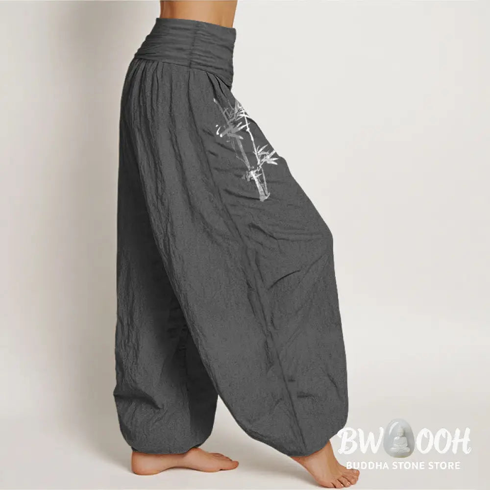 Buddha Stones Bamboo Leaves Red Sun Pattern Women&