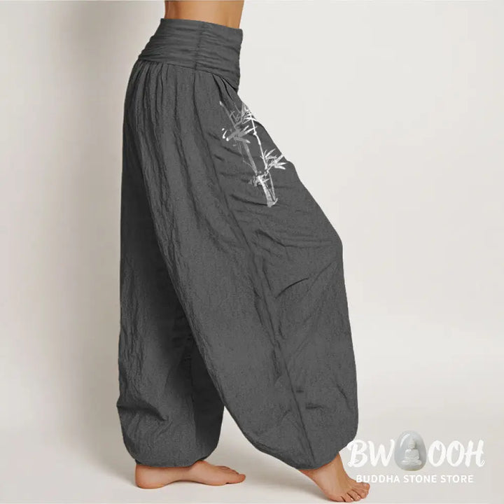 Buddha Stones Bamboo Leaves Red Sun Pattern Women&