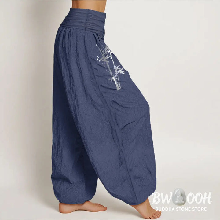 Buddha Stones Bamboo Leaves Red Sun Pattern Women&