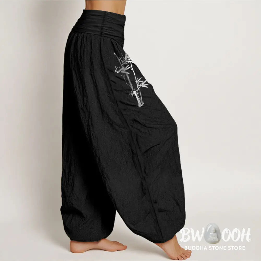Buddha Stones Bamboo Leaves Red Sun Pattern Women&