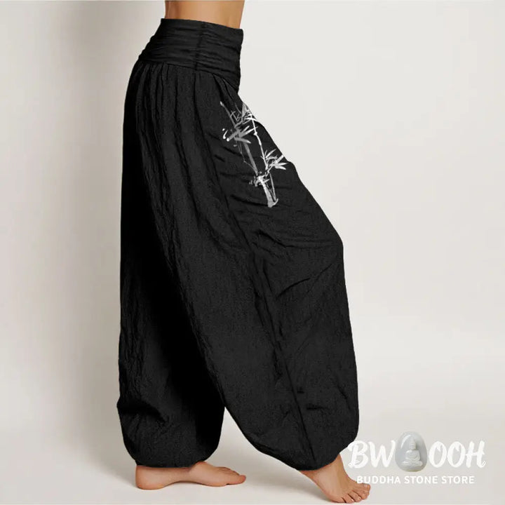 Buddha Stones Bamboo Leaves Red Sun Pattern Women&