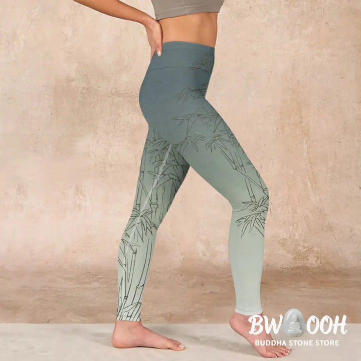BWOOOH printed yoga leggings - Bamboo Leaves Sketch Print Sports Leggin