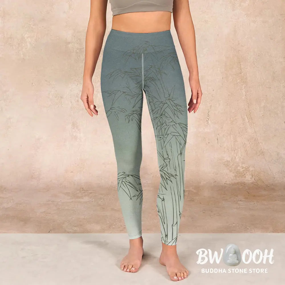 BWOOOH printed yoga leggings - Bamboo Leaves Sketch Print Sports Leggin