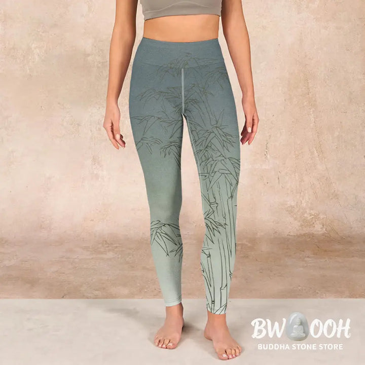 BWOOOH printed yoga leggings - Bamboo Leaves Sketch Print Sports Leggin
