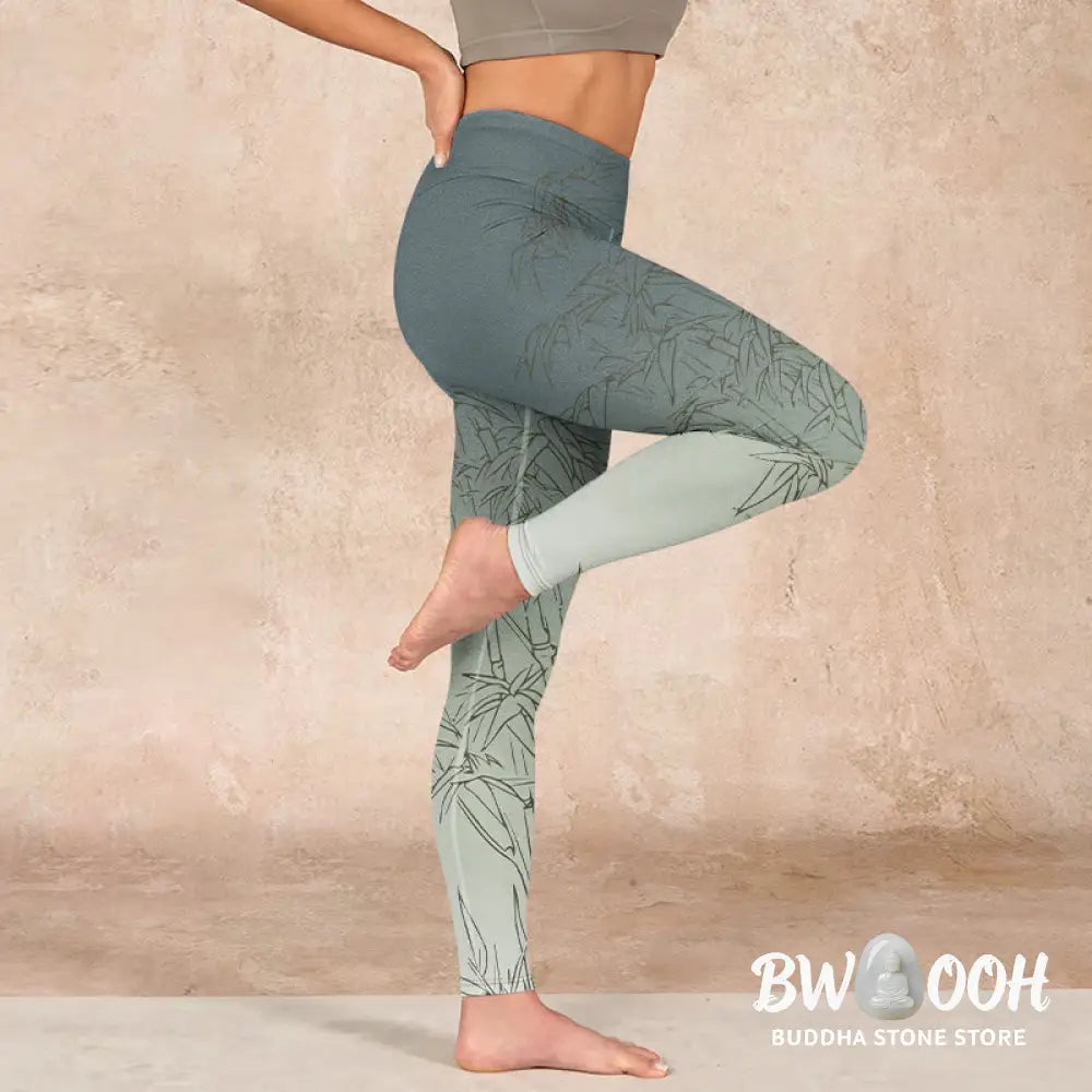 BWOOOH printed yoga leggings - Bamboo Leaves Sketch Print Sports Leggin