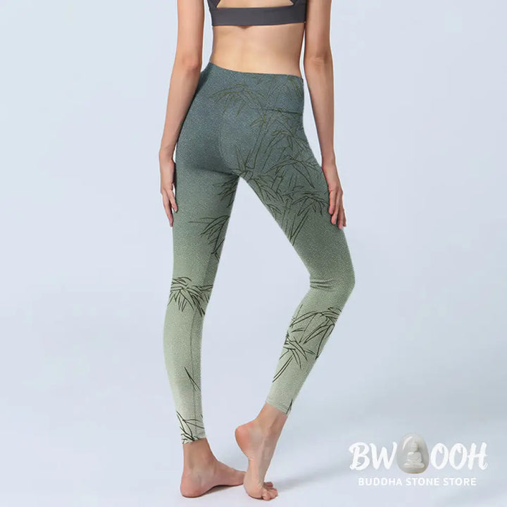 BWOOOH printed yoga leggings - Bamboo Leaves Sketch Print Sports Leggin