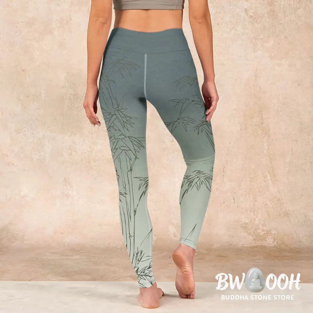 BWOOOH printed yoga leggings - Bamboo Leaves Sketch Print Sports Leggin
