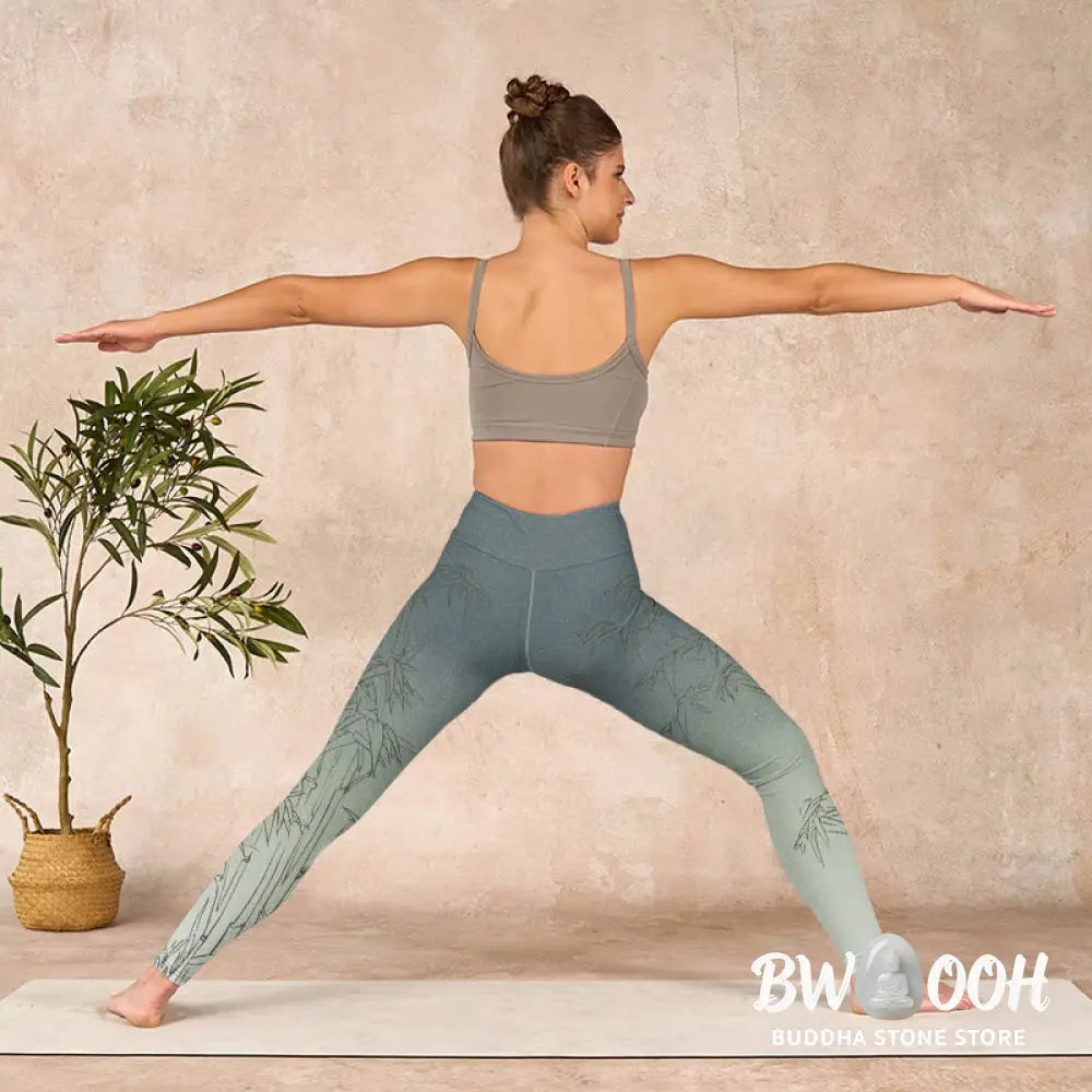 BWOOOH printed yoga leggings - Bamboo Leaves Sketch Print Sports Leggin