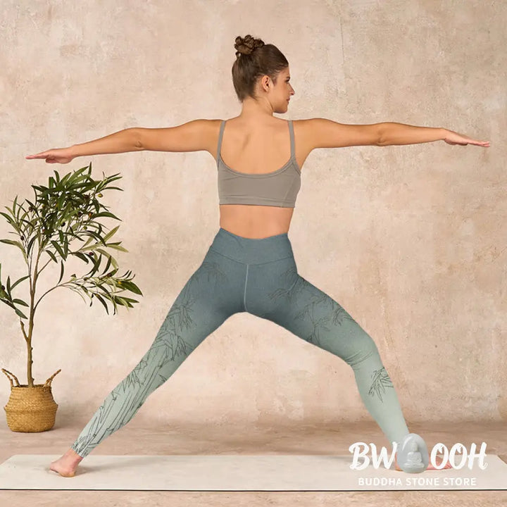 BWOOOH printed yoga leggings - Bamboo Leaves Sketch Print Sports Leggin
