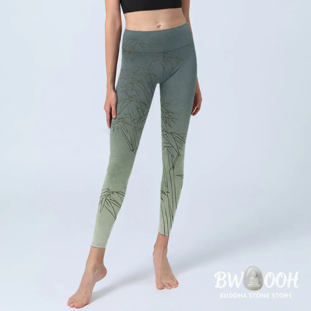 BWOOOH printed yoga leggings - Bamboo Leaves Sketch Print Sports Leggin