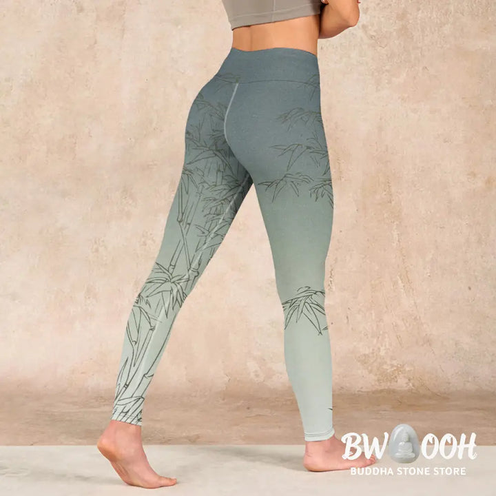 BWOOOH printed yoga leggings - Bamboo Leaves Sketch Print Sports Leggin