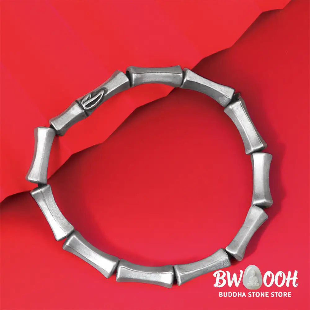 Buddha Stones Bamboo Pattern Alloy Strength Bracelet - 16-19cm - Bracelet