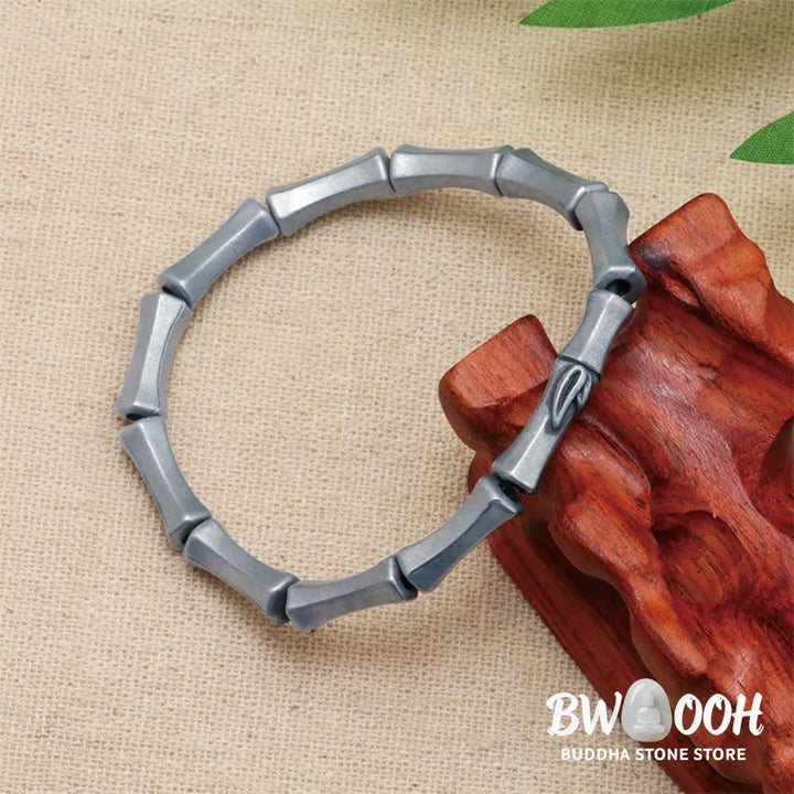 Buddha Stones Bamboo Pattern Alloy Strength Bracelet - 16-19cm - Bracelet
