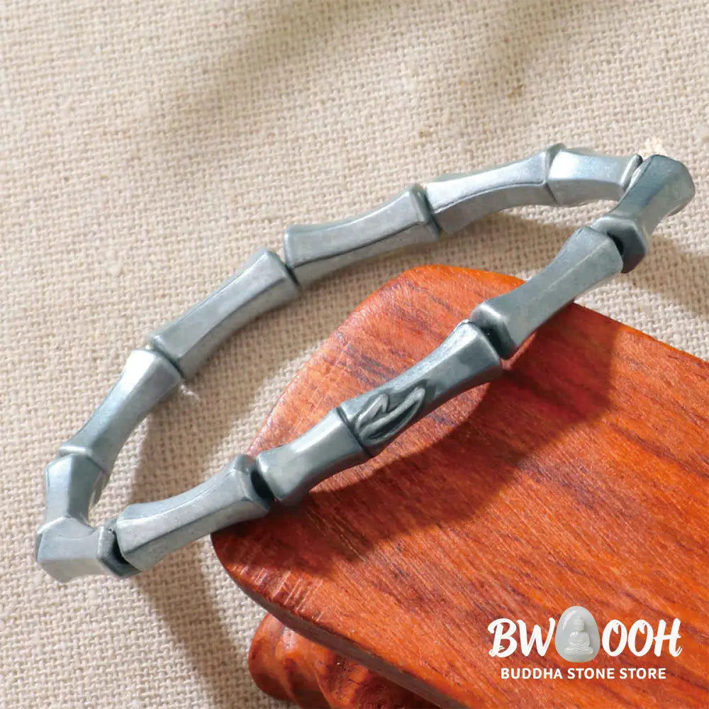 Buddha Stones Bamboo Pattern Alloy Strength Bracelet - 16-19cm - Bracelet