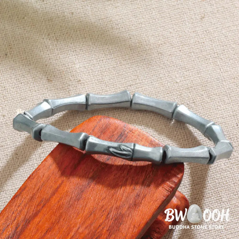 Buddha Stones Bamboo Pattern Alloy Strength Bracelet - 16-19cm - Bracelet