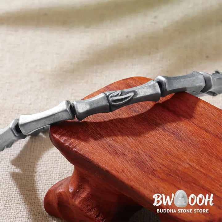 Buddha Stones Bamboo Pattern Alloy Strength Bracelet - 16-19cm - Bracelet