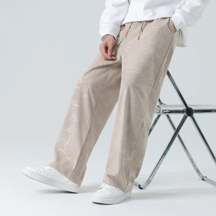 BWOOOH printed wide-leg yoga pants - Bamboo Pattern Corduroy Men&