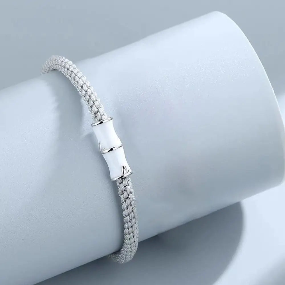 Buddha Stones Bamboo Pattern Healing Couple Rope Bracelet - BWOOOH - White Bamboo(Wrist Circumference 14-17cm)