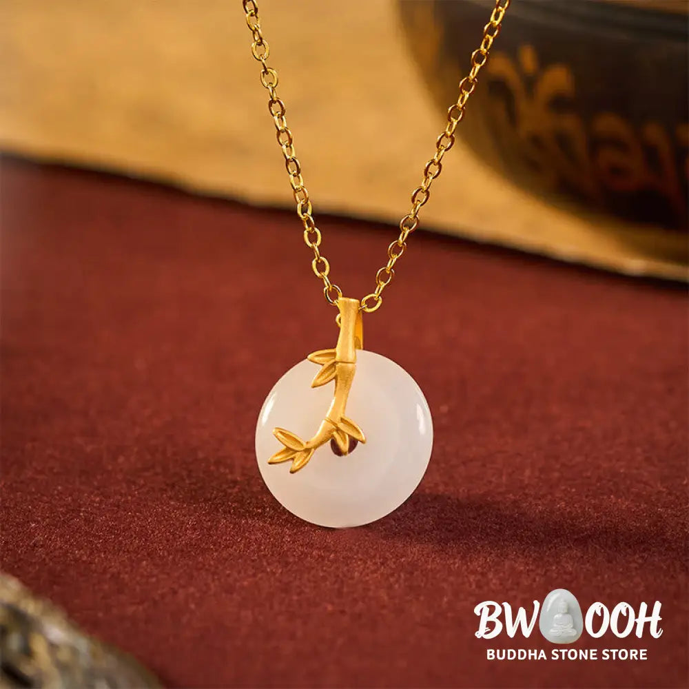 Buddha Stones Bamboo Peace Buckle Auspicious Necklace Pendant - BWOOOH - Bamboo Peace Buckle - Necklaces & Pendants
