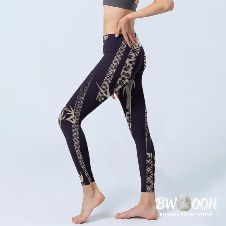 BWOOOH printed yoga leggings - Bamboo Water Wave Pattern Print Gym Legg