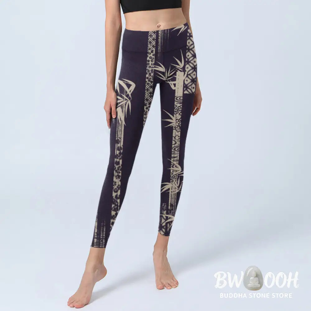 BWOOOH printed yoga leggings - Bamboo Water Wave Pattern Print Gym Legg