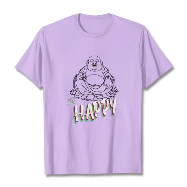 Buddha Stones BE HAPPY Laughing Buddha Tee T-shirt - Plum / S - T-Shirts
