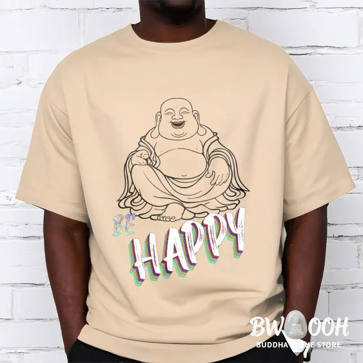 Buddha Stones BE HAPPY Laughing Buddha Tee T-shirt - T-Shirts