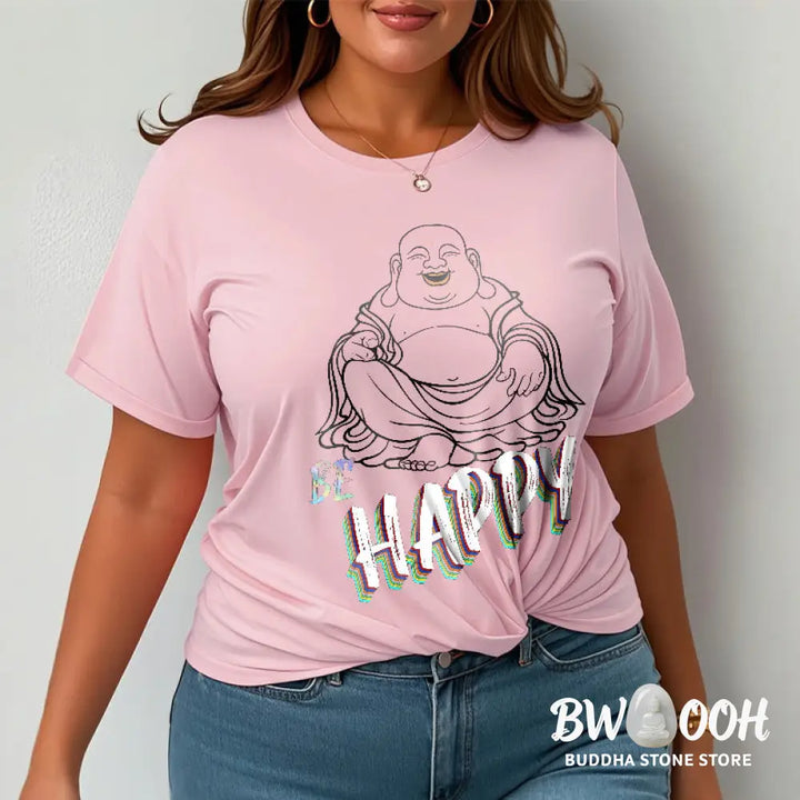 Buddha Stones BE HAPPY Laughing Buddha Tee T-shirt - T-Shirts