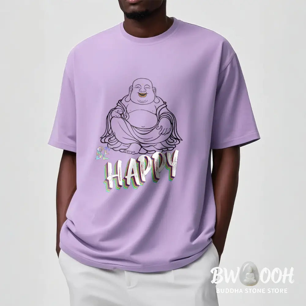 Buddha Stones BE HAPPY Laughing Buddha Tee T-shirt - T-Shirts