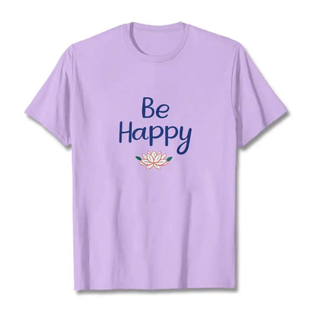 Buddha Stones Be Happy Lotus Tee T-shirt - Plum / S - T-Shirts
