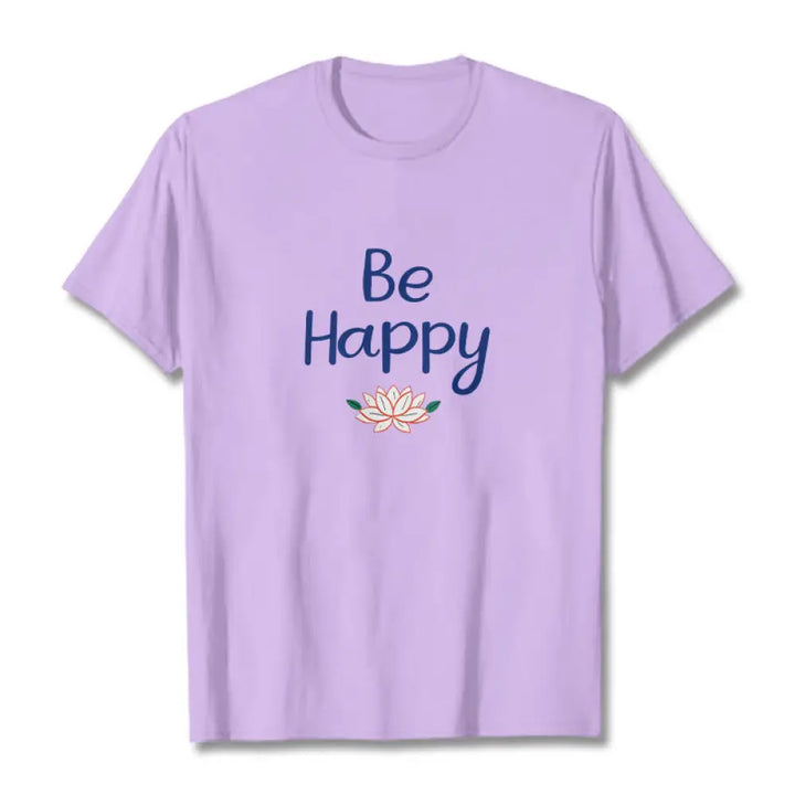 Buddha Stones Be Happy Lotus Tee T-shirt - Plum / S - T-Shirts