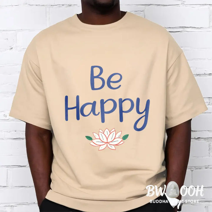 Buddha Stones Be Happy Lotus Tee T-shirt - T-Shirts