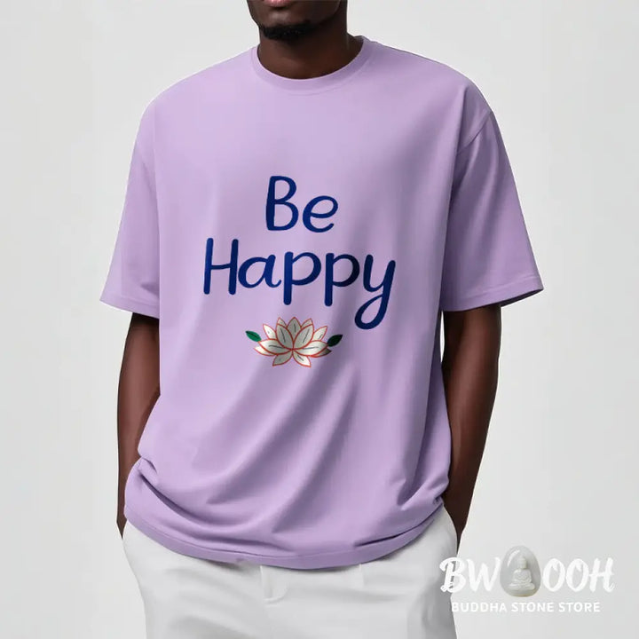 Buddha Stones Be Happy Lotus Tee T-shirt - T-Shirts