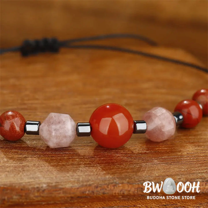 Buddha Stones Believe You Can Carnelian Red Jasper Hematite Sun Stone Positive Bracelet - BWOOOH - Believe You
